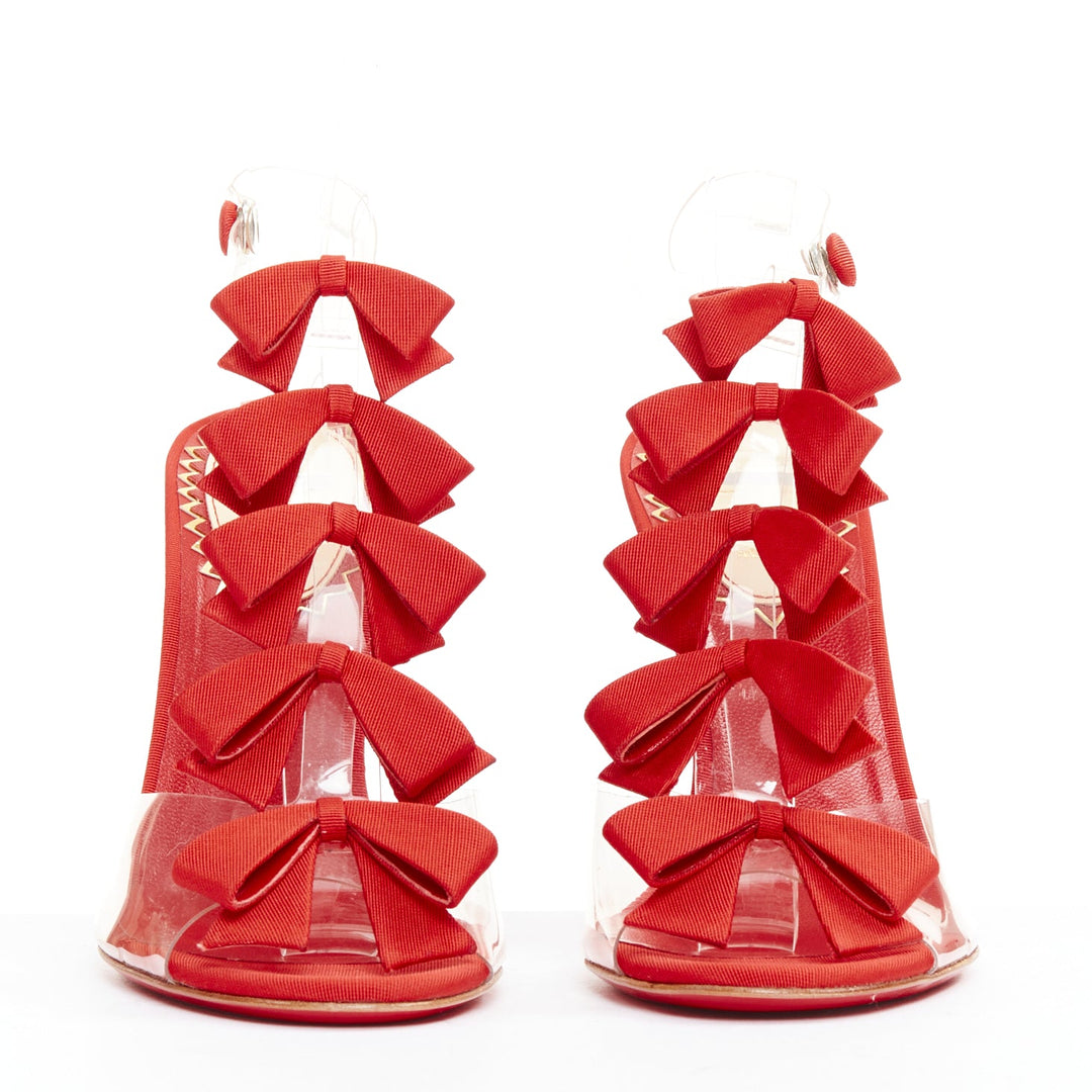 CHRISTIAN LOUBOUTIN 20th Anniversary Bow Bow 100 PVC red grosgrain heels EU38.5