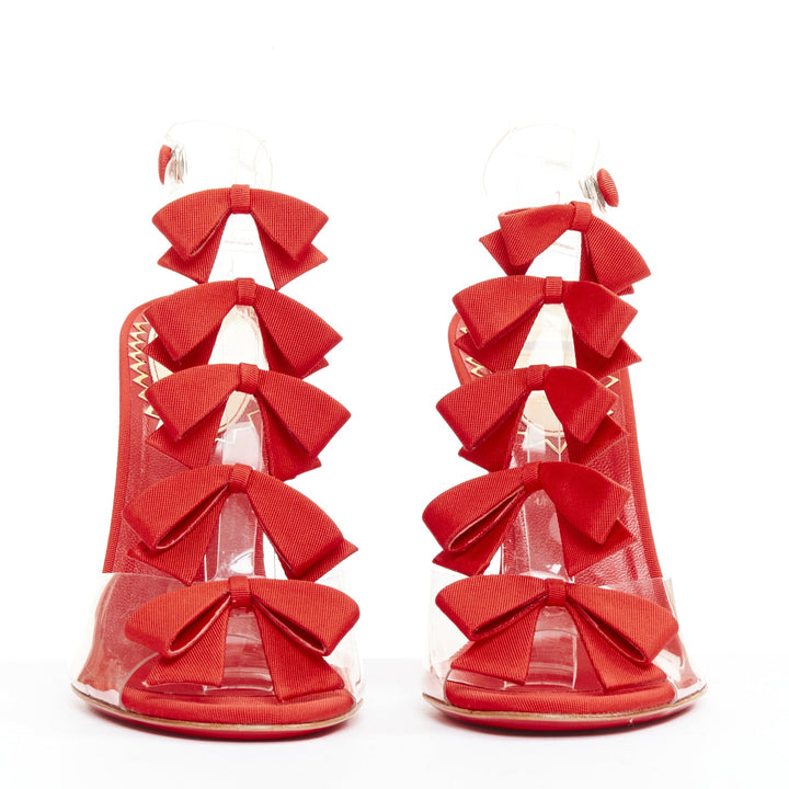 CHRISTIAN LOUBOUTIN 20th Anniversary Bow Bow 100 PVC red grosgrain heels EU38.5