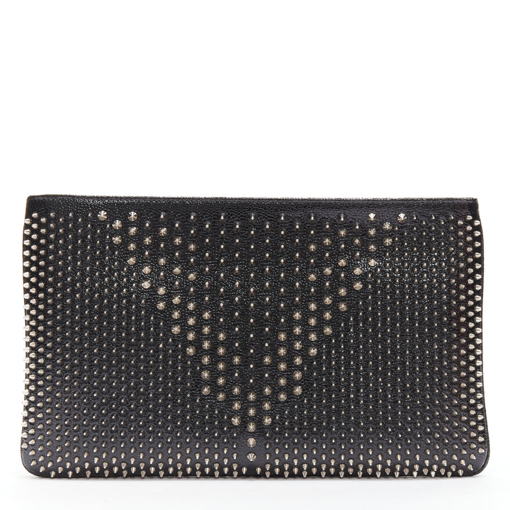 CHRISTIAN LOUBOUTIN Loubiposh black spike stud crossbody shoulder clutch bag