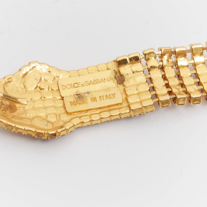 rare DOLCE GABBANA Vintage strass crystal gold red eye snake chain belt necklace
