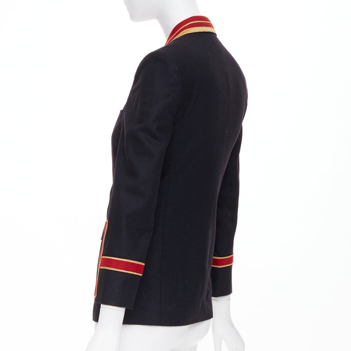SAINT LAURENT 2016 Runway navy red gold Officer Napoleon wool blazer FR40 M