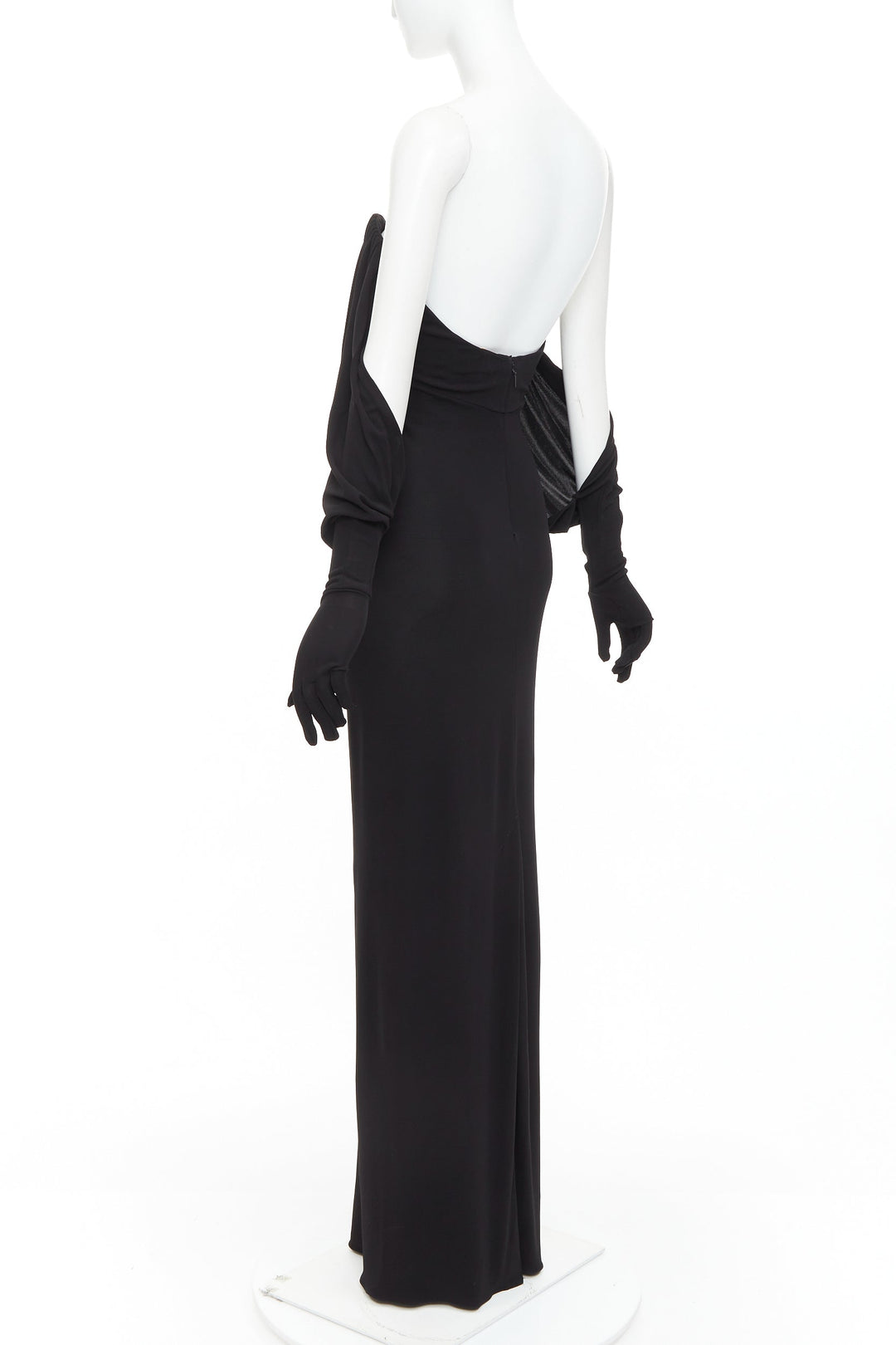SAINT LAURENT 2023 Runway black sweetheart wired sweetheart gloves gown FR36 S