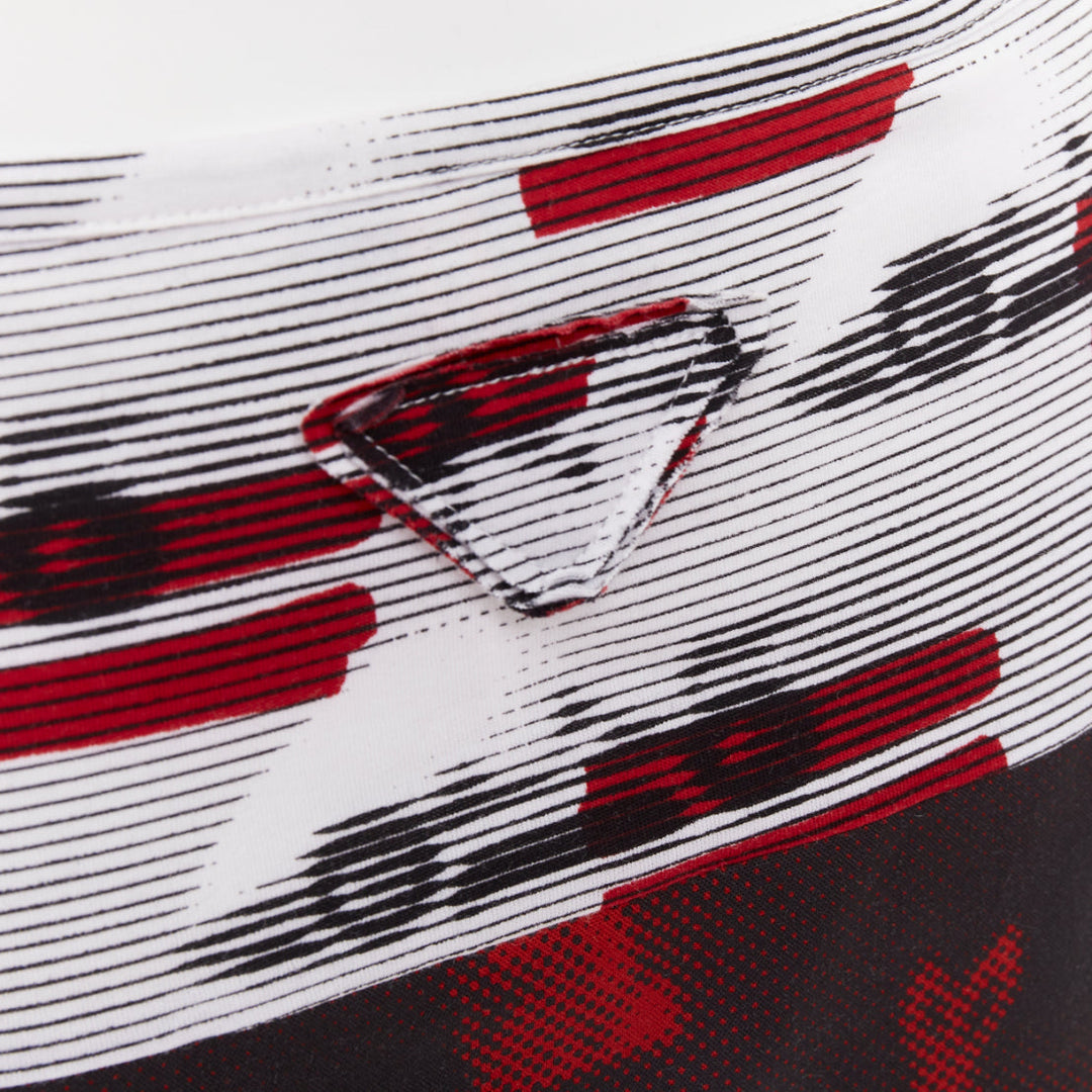 PRADA 2015 Rabbit Trick Race Car graphic stripe knit patchwork skirt IT40 S