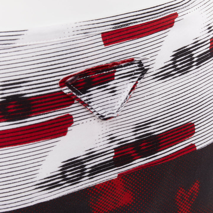 PRADA 2015 Rabbit Trick Race Car graphic stripe knit patchwork skirt IT40 S