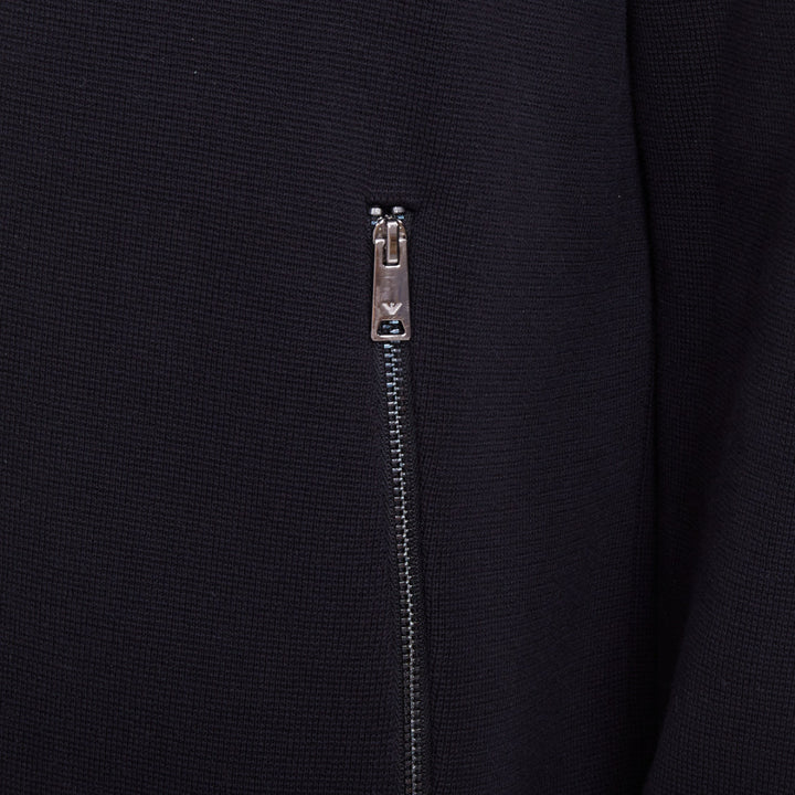 EMPORIO ARMANI Reversible black cotton full zip silver logo bomber jacket XL