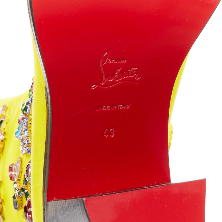 rare CHRISTIAN LOUBOUTIN Morgan Fleur 70 yellow satin blossom western boots EU43