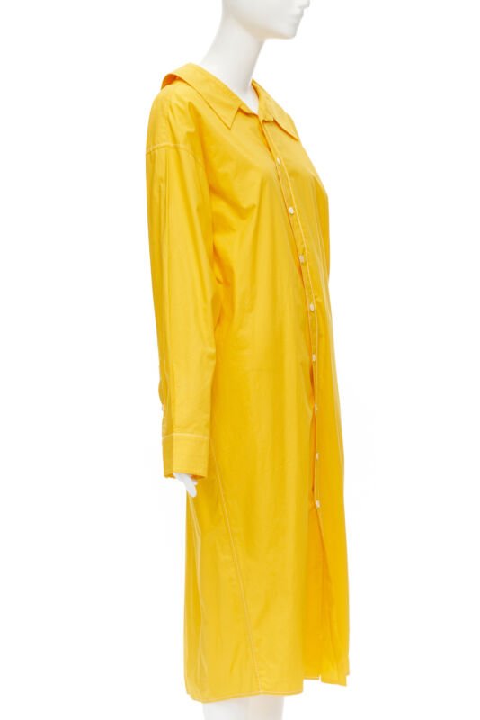 MARNI egg yolk yellow cotton spread collar knee length shirt dress IT36 XS