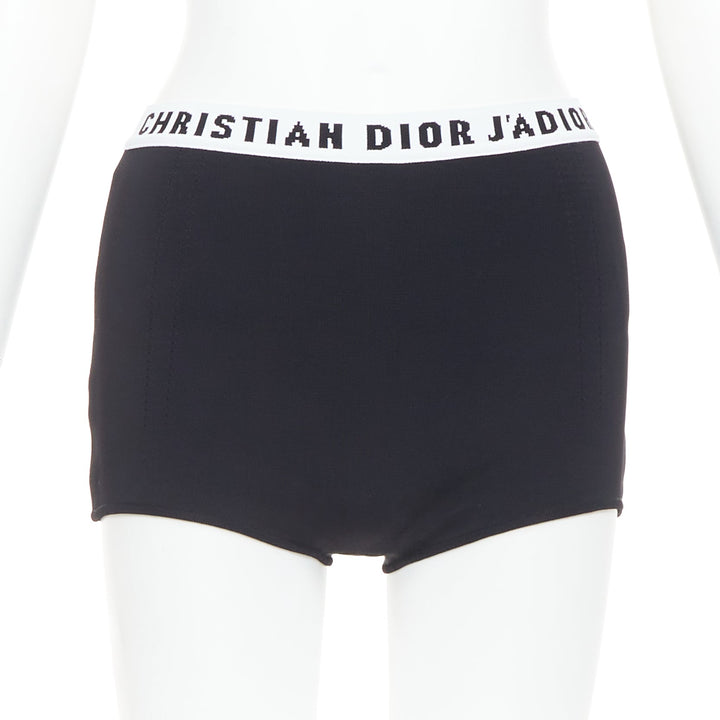 CHRISTIAN DIOR black white J'Adior logo bra shorts lounge set XS