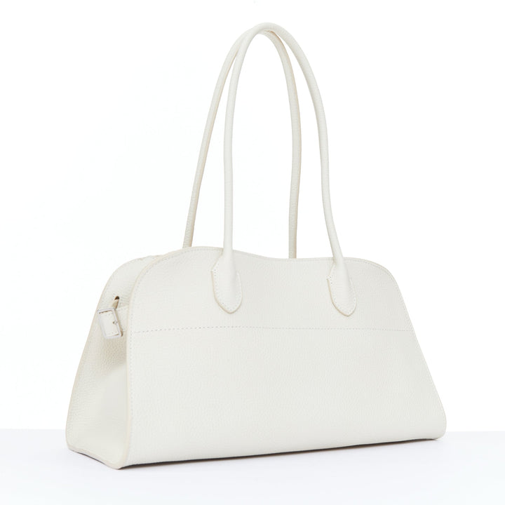 THE ROW 2024 Margaux Shoulder 12 ecru grained calfskin leather tote bag