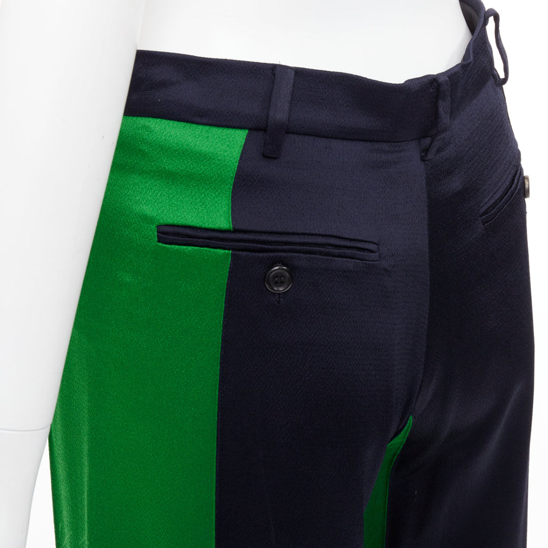 VALENTINO navy green two tone colorblock wide leg trousers IT38 XS