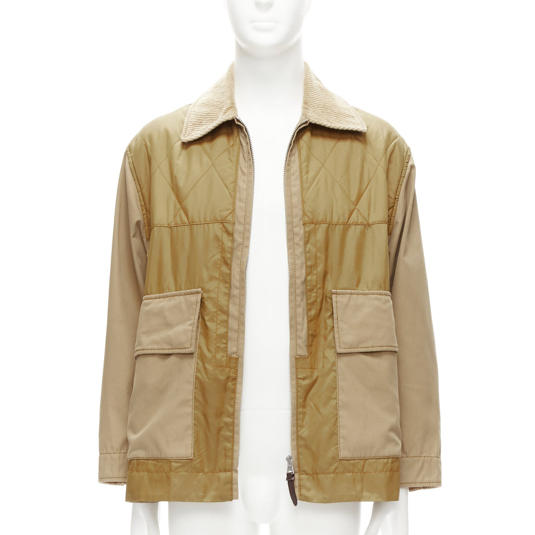 BURBERRY brown corduroy collar padded pocketed chore field jacket M