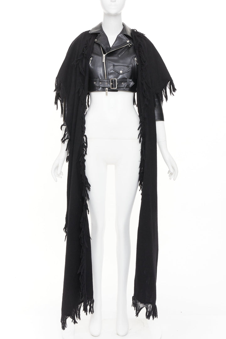 NOIR KEI NINOMIYA 2018 Runway Scarf faux leather crop avant garde biker jacket S
