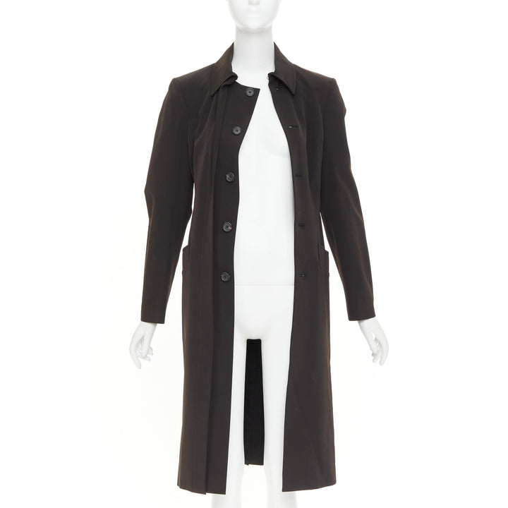 PRADA 1999 Vintage minimal technical single breasted belted trench coat IT42 M