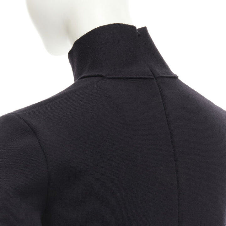 BOTTEGA VENETA 2019 Runway black thick wool blend cut out collar dress IT38 XS