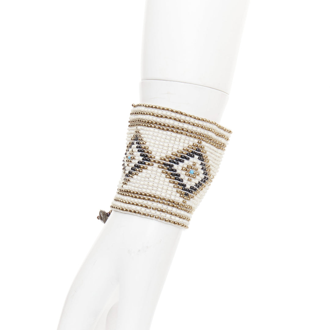 rare SAINT LAURENT Hedi Slimane Hippie Miyuki ethnic bead elastic cuff bracelet