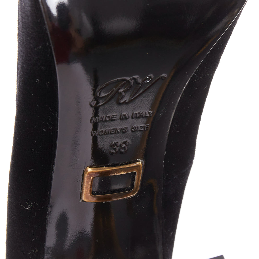 ROGER VIVIER 2018 Decollete Sexy black velvet bronze heel pigalle  pump EU38