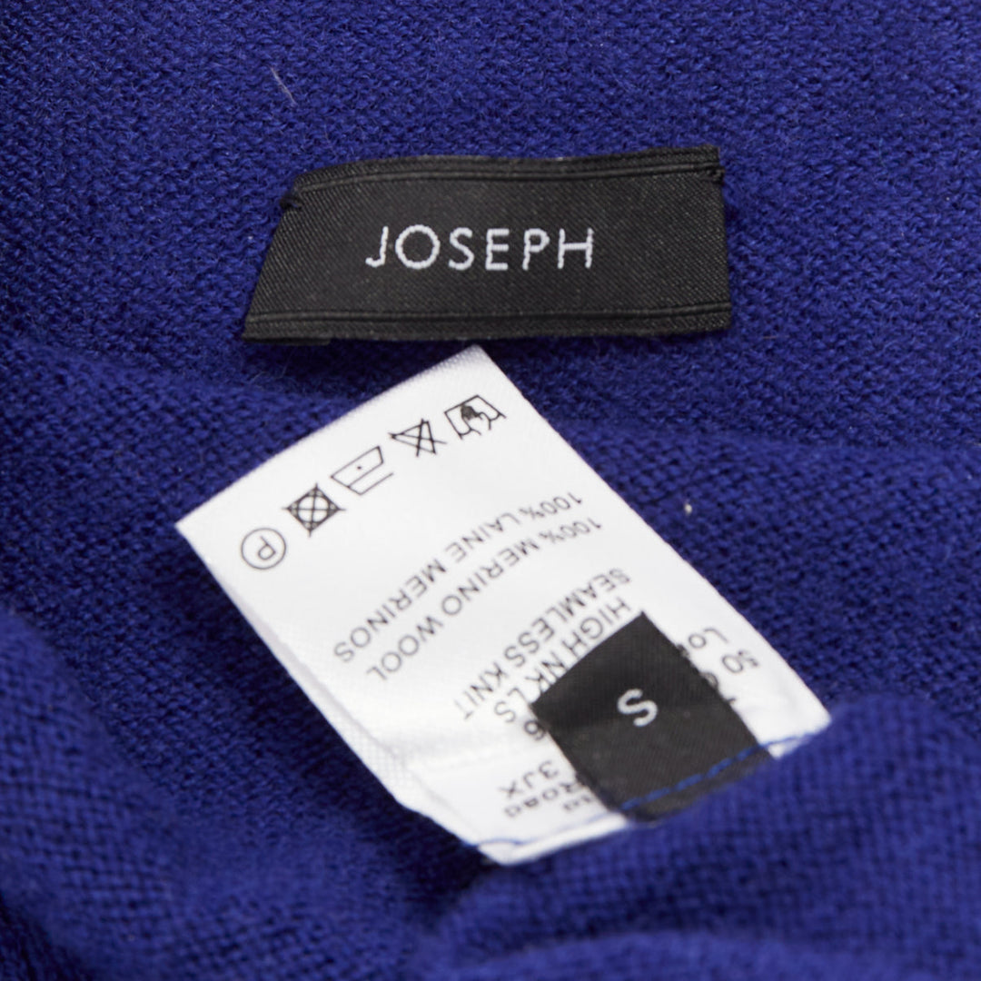 JOSEPH 100% Merino Wool cobalt blue high neck seamless knitted sweater S