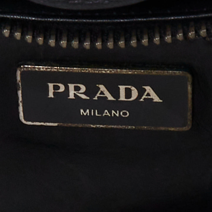 rare PRADA Vitello Vintage Twin Pocket brown aged leather crystal grommet bag