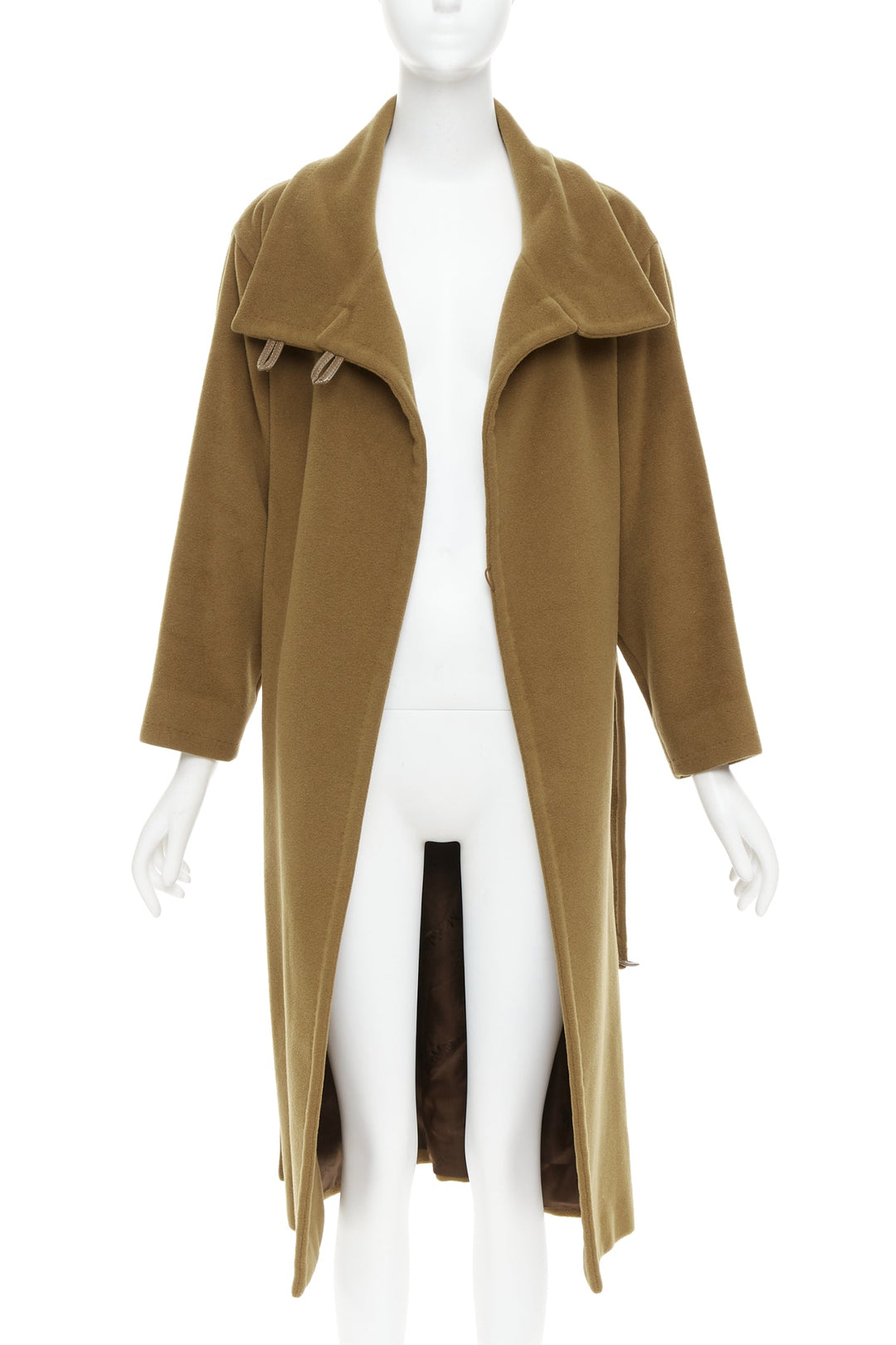 MAX MARA camel brown wool cashmere belted wide collar coat S