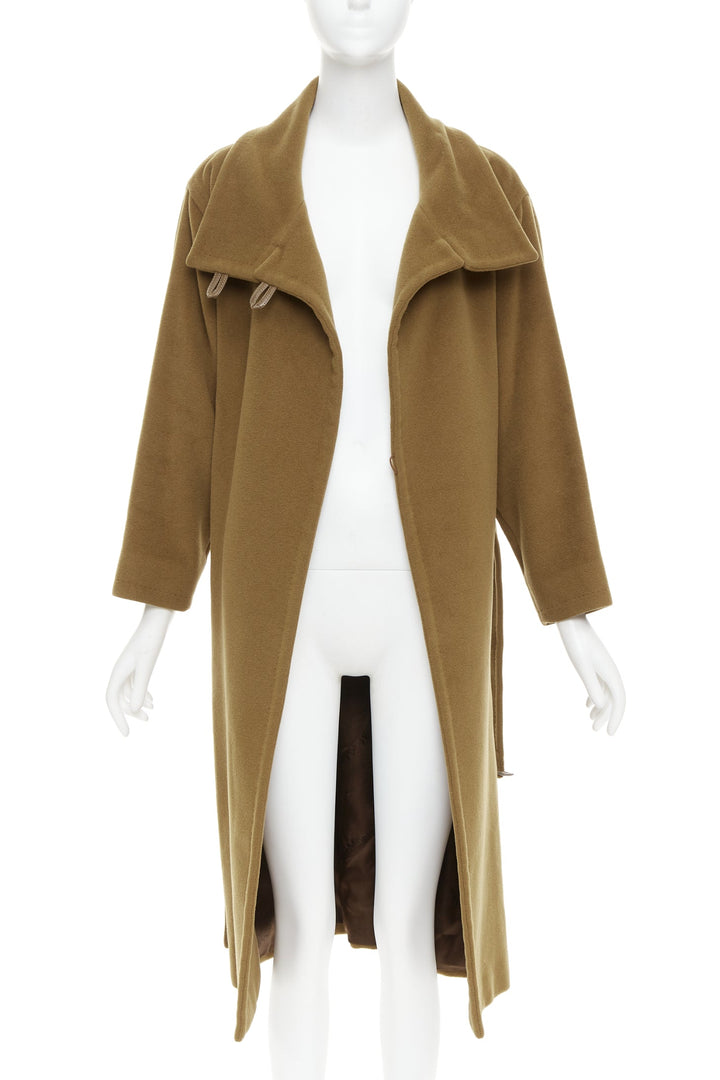 MAX MARA camel brown wool cashmere belted wide collar coat S