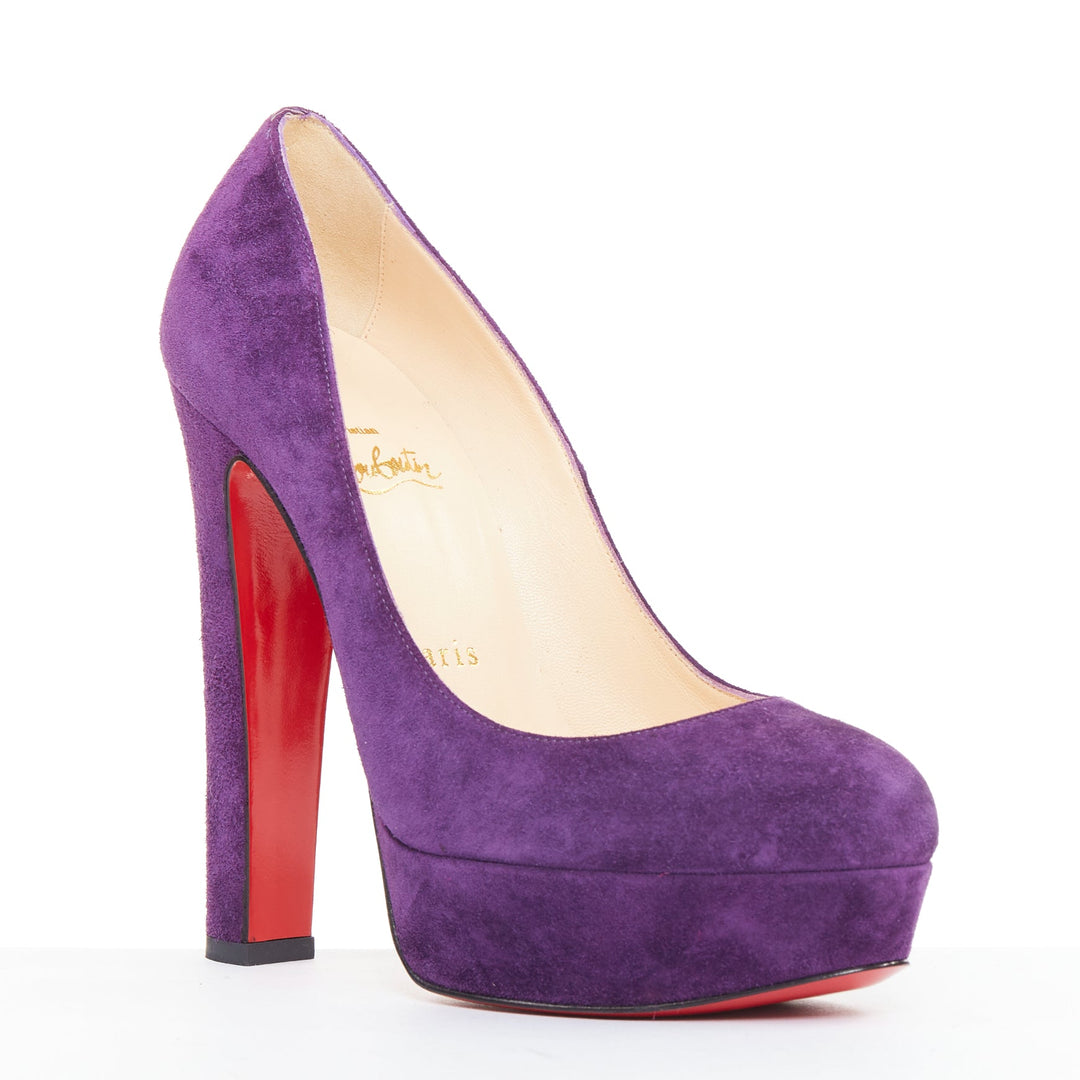 CHRISTIAN LOUBOUTIN Bibi 140 Veau Velours ultra violet suede platform pumps EU37