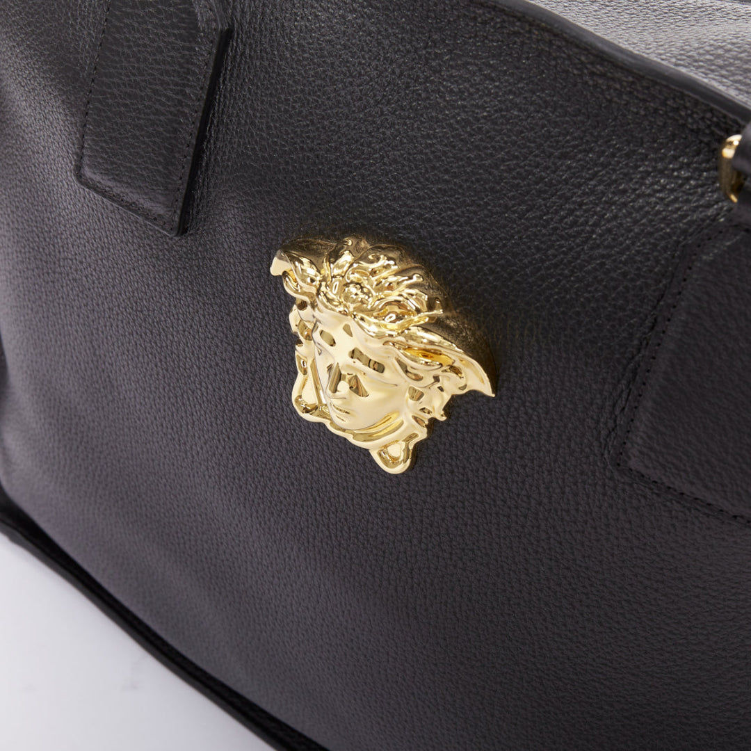 VERSACE Medusa Palazzo black calfskin gold emblem laptop briefcase bag