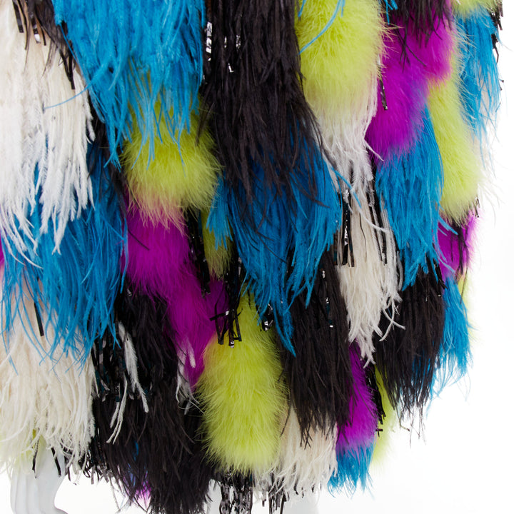 rare ALEXANDRE VAUTHIER COUTURE SS2022 Runway Maison Lemarie ostrich tinsel coat