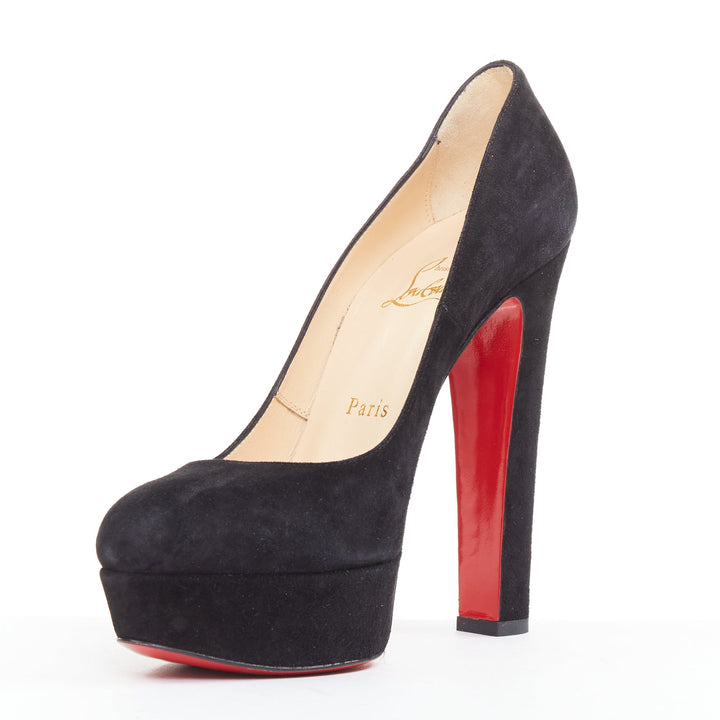 CHRISTIAN LOUBOUTIN Bibi 140 Veau Velours black suede platform pumps EU37.5