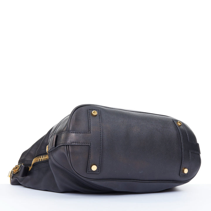 TOM FORD 2014 Jennifer oversized chunky gold zip black leather hobo bag pouch