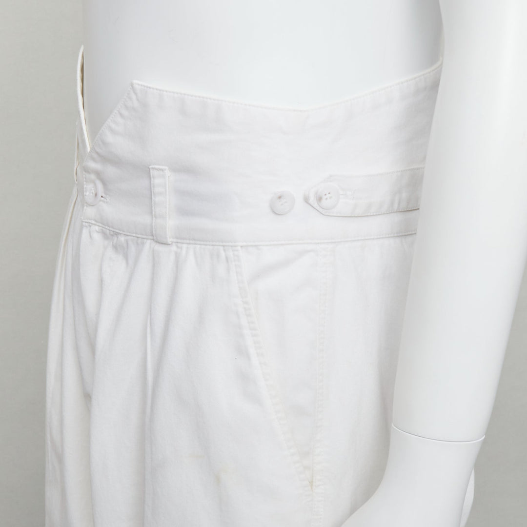 RAF SIMONS 2006 cream cotton high waist pleated front dress shorts EU50 L