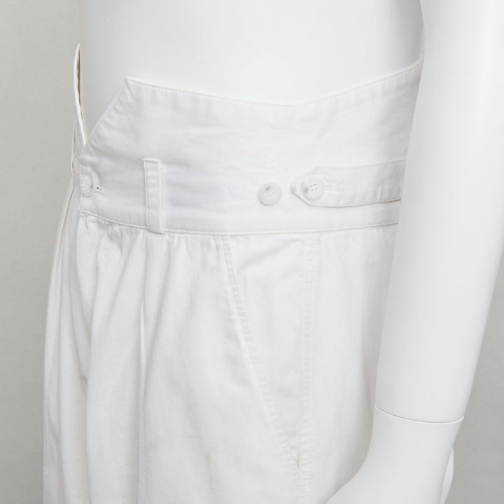RAF SIMONS 2006 cream cotton high waist pleated front dress shorts EU50 L