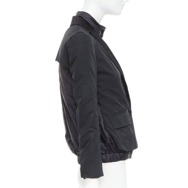 MONCLER G32-003 black layered down filled puffer tuxedo blazer top