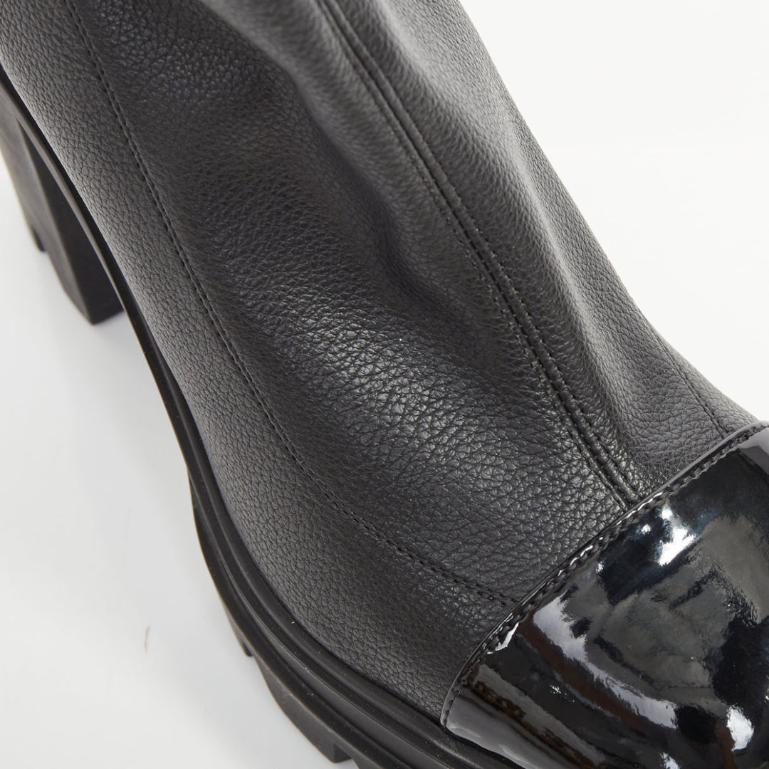 GIUSEPPE ZANOTTI Circus black stretch nappa patent cap toe boots EU39