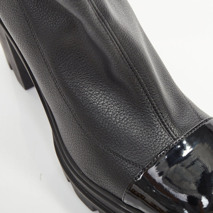 GIUSEPPE ZANOTTI Circus black stretch nappa patent cap toe boots EU39