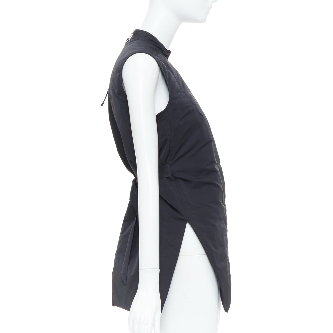 RICK OWENS black padded quilted high neck side slit casual tunic vest IT40 S