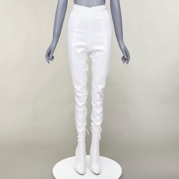 ALEXANDRE VAUTHIER white satin silver crystal block heel pantashoes EU40