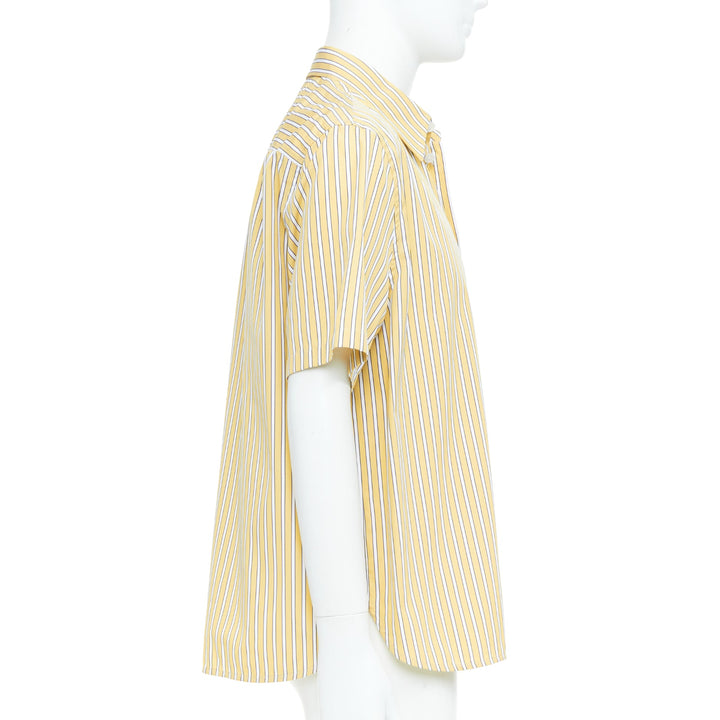 BOTTEGA VENETA Outline yellow striped cotton poplin oversized boxy shirt IT46 S