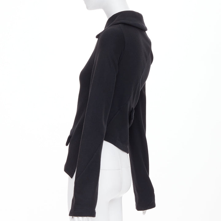 COMME DES GARCONS CDG black wool asymmetric twisted button jacket