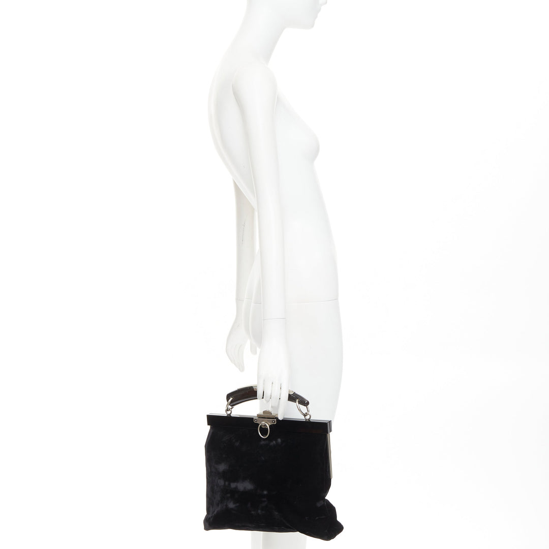 rare YVES SAINT LAURENT Tom Ford Mombasa lucite horn handle velvet evening bag