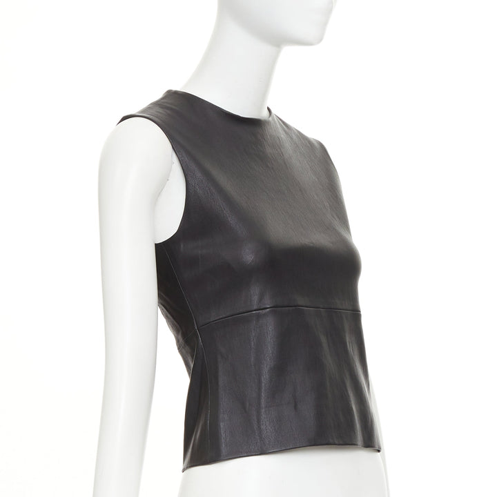 THE ROW soft lambskin stretch minimal seam sleeveless shell top US4 S