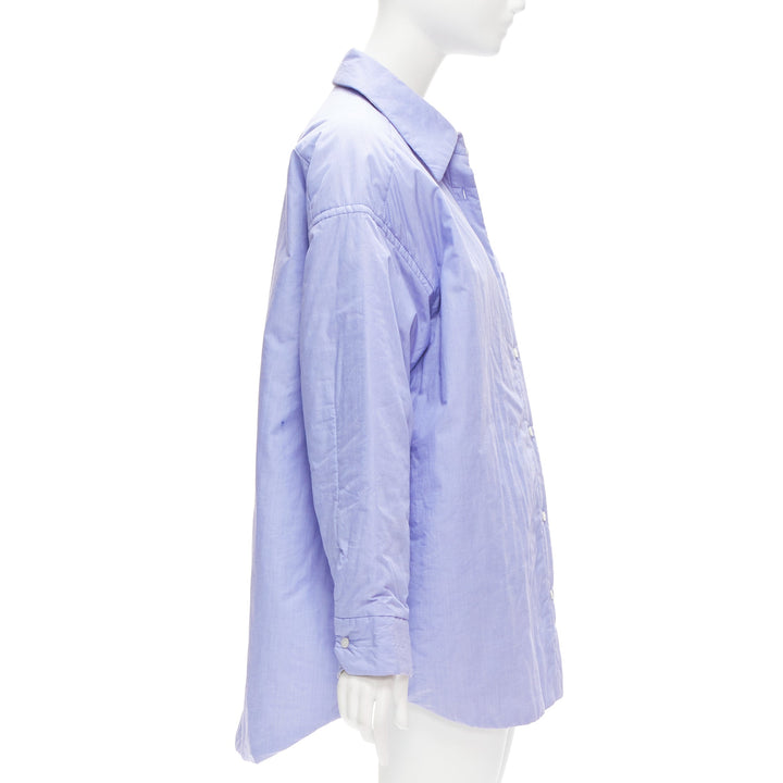 ACNE STUDIOS Reversible blue grey pinstripes padded oversized shirt FR34 XS