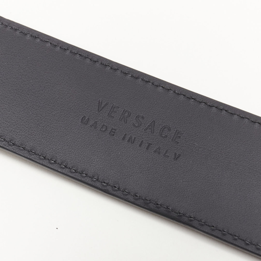 VERSACE Biggie Medusa Medallion Coin silver buckle black belt 110cm 42-46"