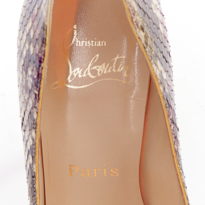 CHRISTIAN LOUBOUTIN New Simple Pump 120 Python purple platform heels EU37.5
