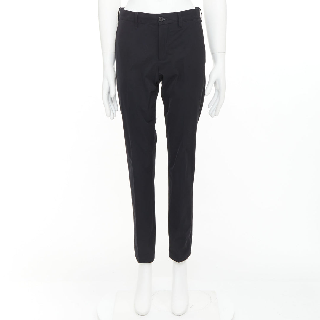 PRADA 2019 black shiny nylon mid waisted tapered dress cropped pants IT44 XS