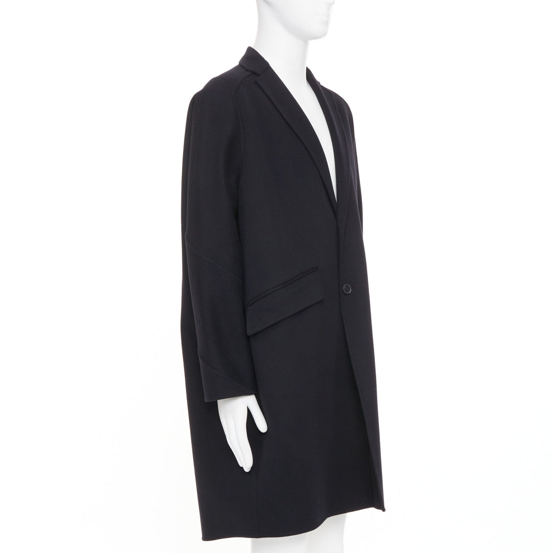 VALENTINO black virgin wool cashmere button flap pocket notch lapel coat IT44 XS