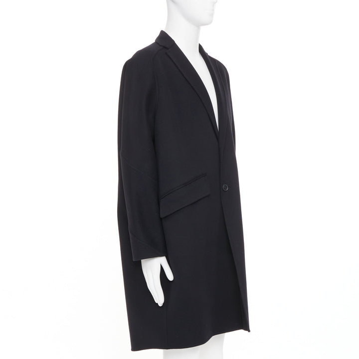 VALENTINO black virgin wool cashmere button flap pocket notch lapel coat IT44 XS