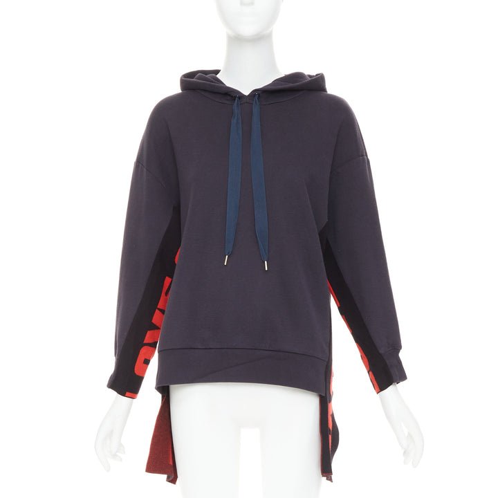 STELLA MCCARTNEY 2017 All is Love trim high low hem drawstring hoodie IT36 XXS
