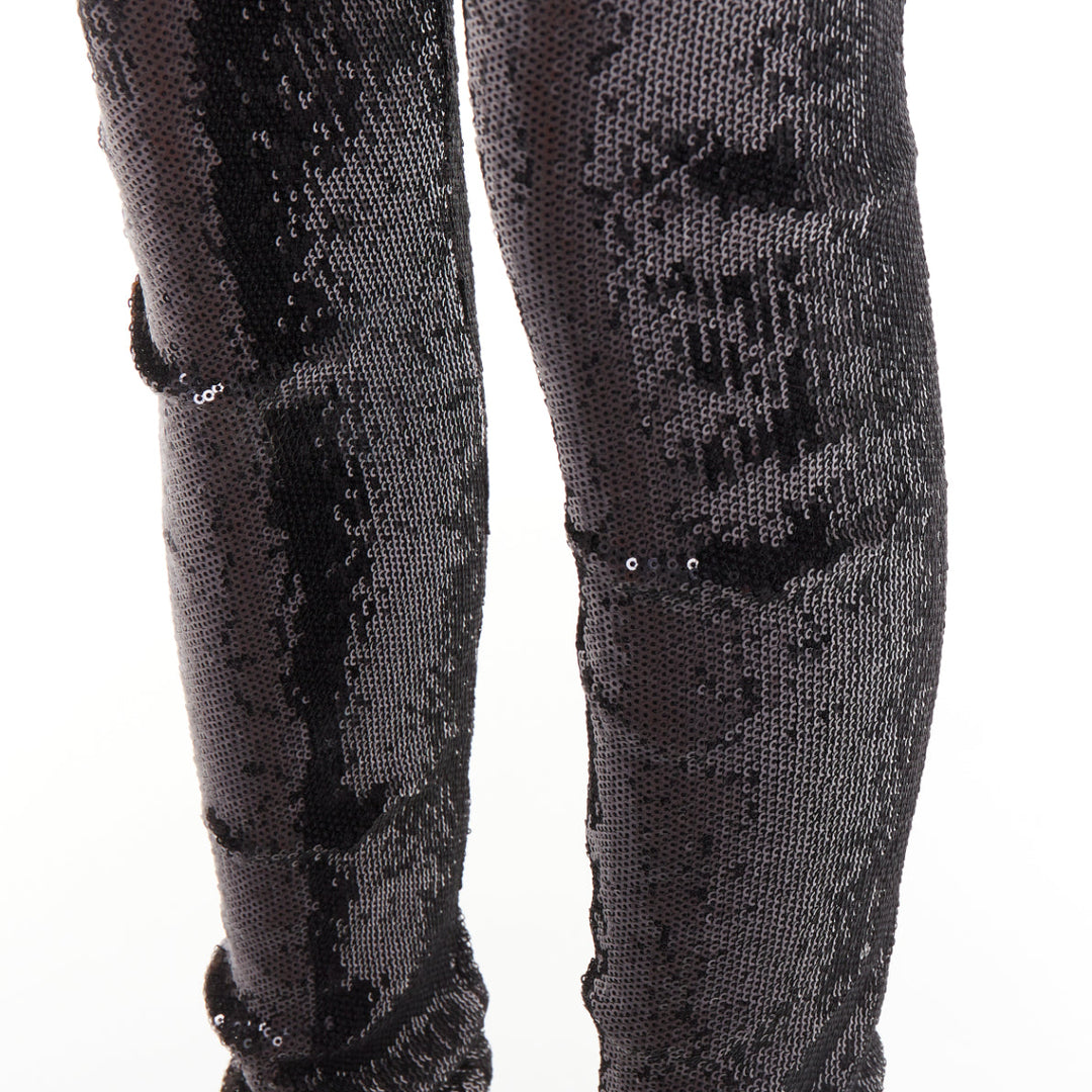ALEXANDRE VAUTHIER black pailette sequins stretchy legging pants