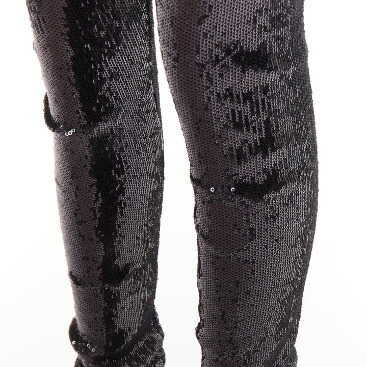 ALEXANDRE VAUTHIER black pailette sequins stretchy legging pants