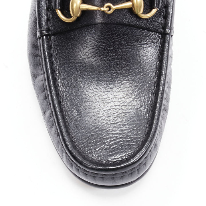 GUCCI Quentin Nero black leather gold Horsebit slip on loafer EU9.5 EU42.5